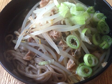 肉もやし蕎麦♪